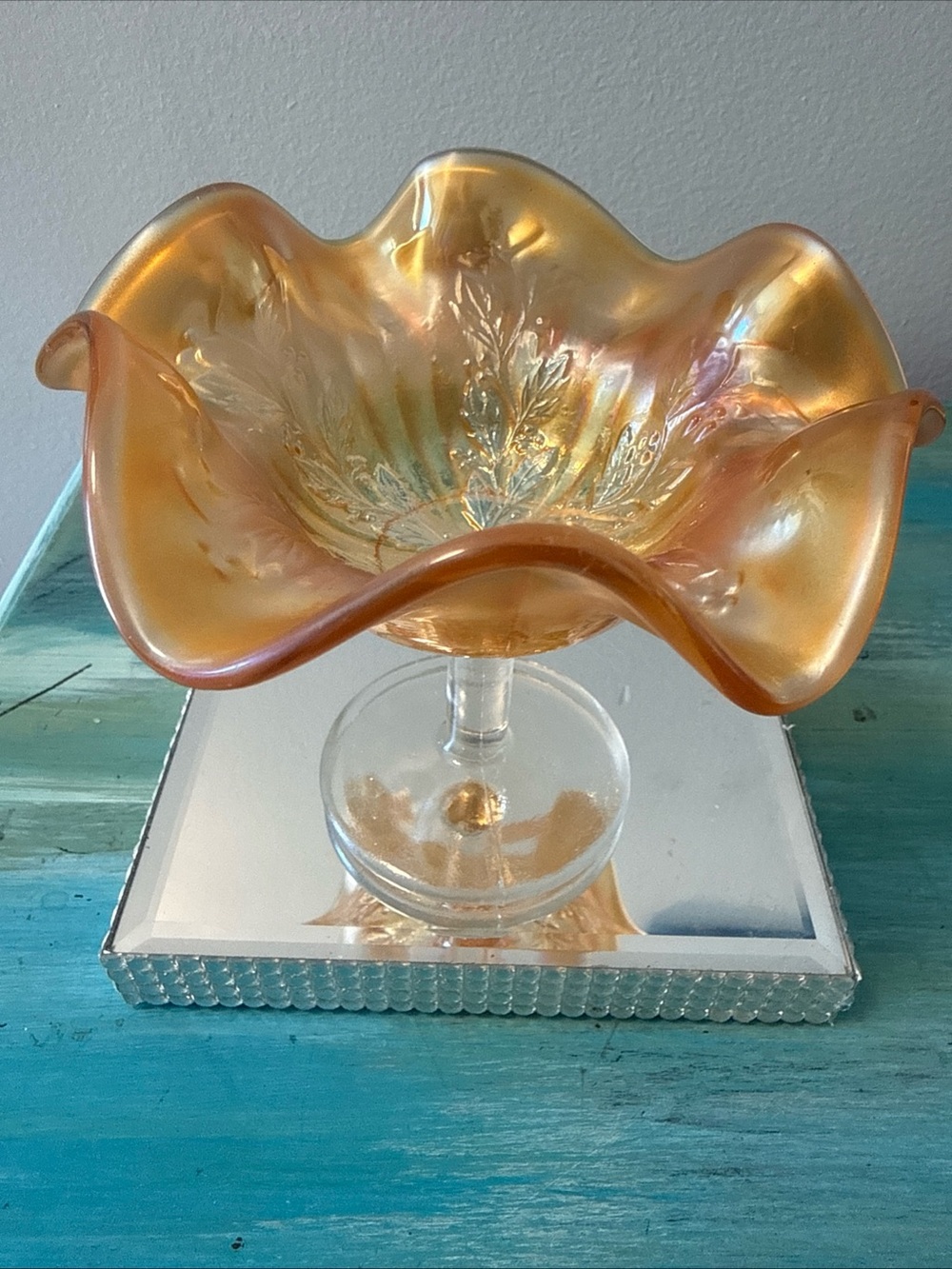 Iridescent carnival Glass Decorative Bowl - Home Art